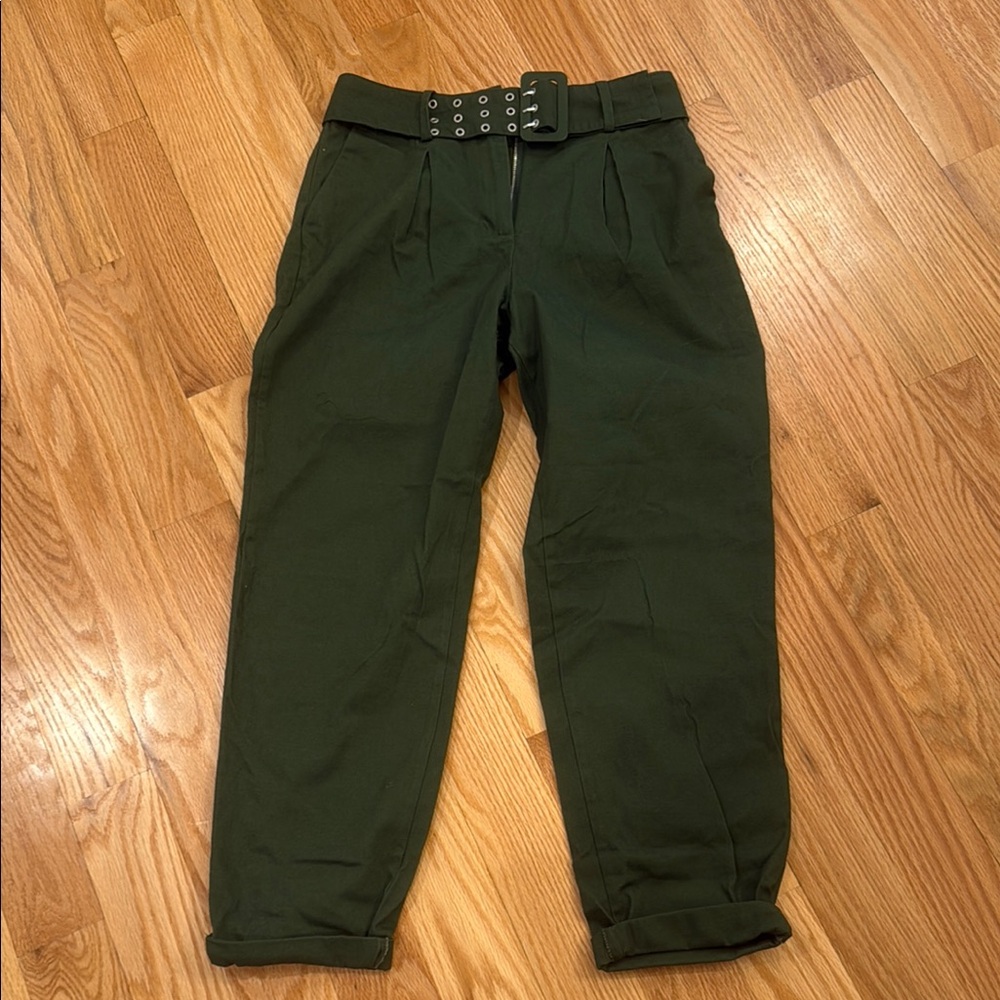 Women's Green trousers with rivet belt  never worn.